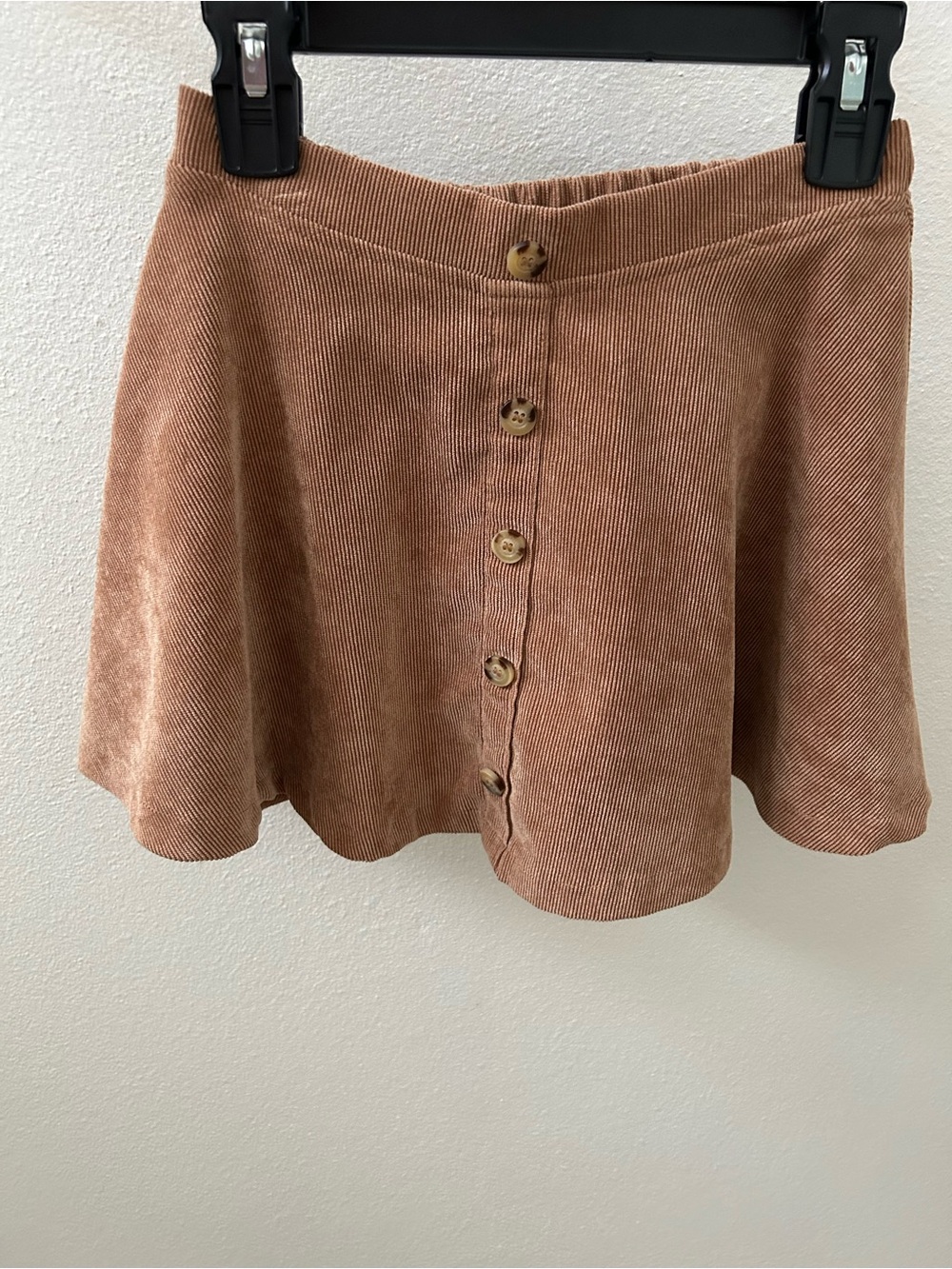 1st Kiss Brown Corduroy Button-Front Flared Mini Skirt